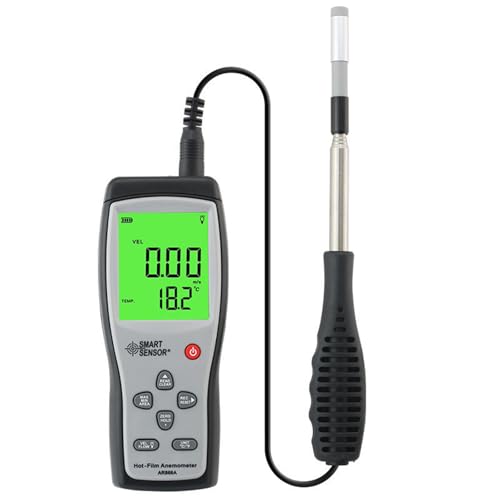 Handheld Thermal Anemometer, Air Flow Velocity Meter Wind Speed Gauges, Large LCD Display, Wind Speed 0~30m/s, for Flow Hoods, Clean Rooms, Air Speed, Air Balance