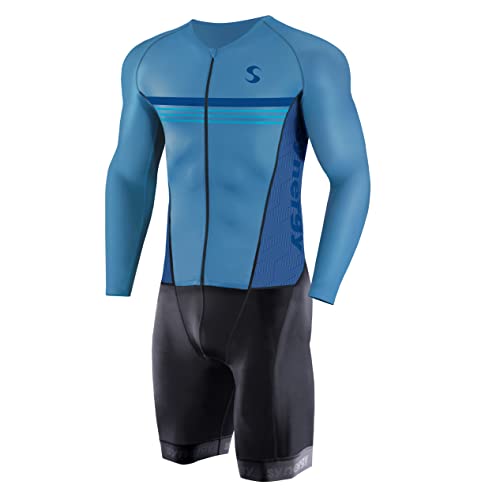 Synergy Men's Trisuit - Pro Thermal Long Sleeve Cycling Skinsuit (Large, Arctic)