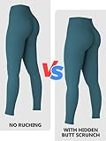 Sunzel Sunzfly Invisible Butt Scrunch Workout Leggings for Women, Butt Lifting High Waisted Gym Yoga Pants with Tummy Control 28" Foredt Green Medium