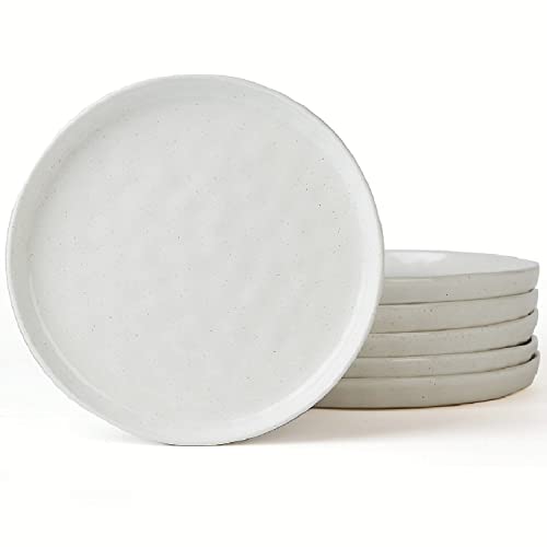 famiware Mars 6 Pieces Dinner Plates, 10.25 inch Plate Set, Scratch Resistant, Stoneware Dinnerware, Kitchen Modern Rustic Serving Dishes, White