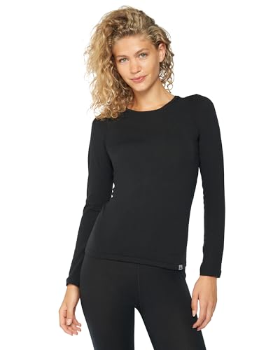 DANISH ENDURANCE Merino Wool Base Layer Shirt for Women, Thermal Long Sleeve, Black, Medium
