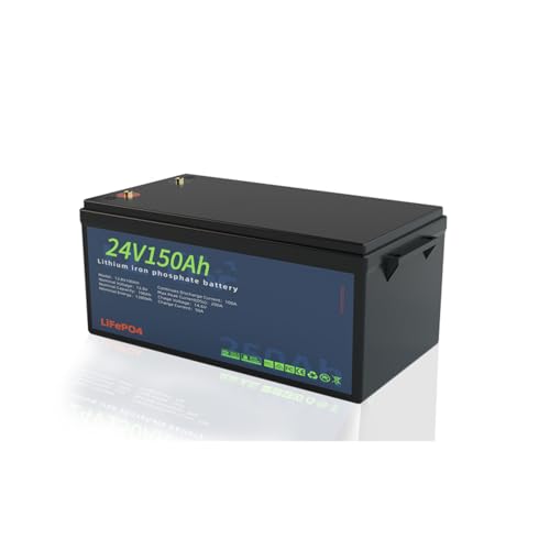 WILLQR 24V 150Ah 3.84kWh Deep Cycle LiFePO4 Battery Built-in 100A BMS 2000+ Cycles Perfect for Solar/Energy Storage System/RV/Marine/25.6V Backup Power