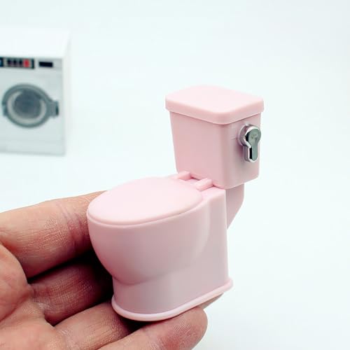 1/12 Dollhouse Simulated Flushing Toilet with Flushing Sound Dollhouse Bathroom Furniture Decoration Dolls House Accessories