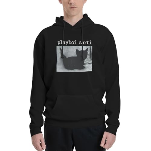 AZSWXDC986 Playboi Music Carti Hoodies Men Casual Novelty Warm Loose Long Sleeve Pullover Pocket Sweatshirt Medium Black