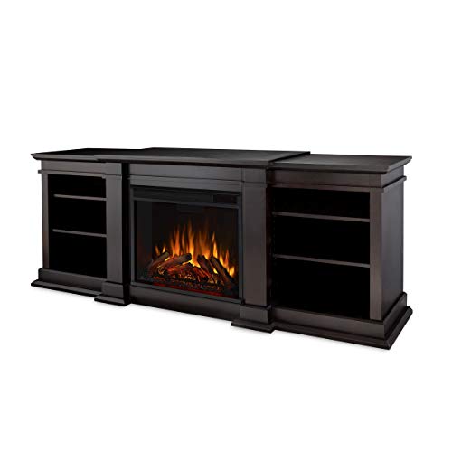 Real Flame Fresno 72" TV Stand with Electric Fireplace Dark Walnut, Entertainment Center with Electric Fireplace, Living Room TV Stand with Fireplace, fits up to 70" TV