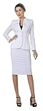 Marycrafts Women's Formal Office Business Work Jacket Skirt Suit Set 10 White