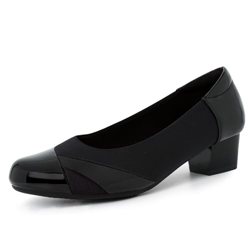 Ortho+rest Women Bunion Dress Shoes Low Heel Orthopedic Slip on Loafers Orthotic Pumps (7 New,Black)