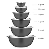 FineDine Stainless Steel Dishware Bowls - Easy To Clean, Nesting Bowls for Space Saving Storage, Great for Cooking, Baking, Prepping, 8 Quarts