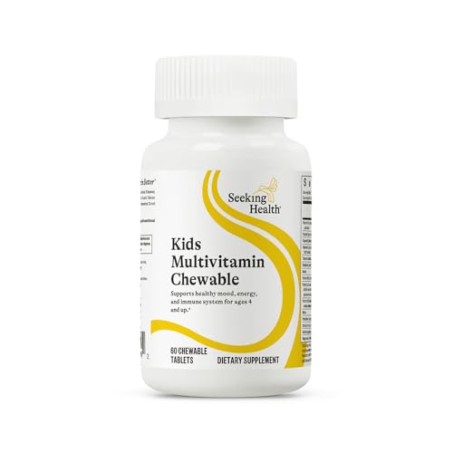 Seeking Health Kids Multivitamin Chewable, Formulated for Children’s Health, with L-5-MTHF L-Methylfolate, B12, Riboflavin, Vitamin A, Vegetarian (60 Chewable Tablets)*