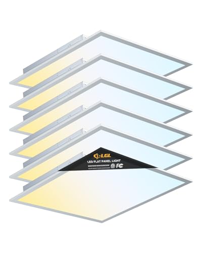 JC-LGL 2x2 LED Flat Panel Light, Drop Ceiling Lights Fixture, Selectable Features, 20W/25W/30W/35W/40W, 3000K/3500K/4000K/5000K/6500K, Dimmable (0-10V), for Office Kitchen, ETL Listed (2x2FT-6Pack)