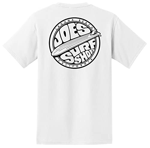 JOES SURF SHOP Men's Fins Up Logo Heavyweight Pocket Tee-L-White/b