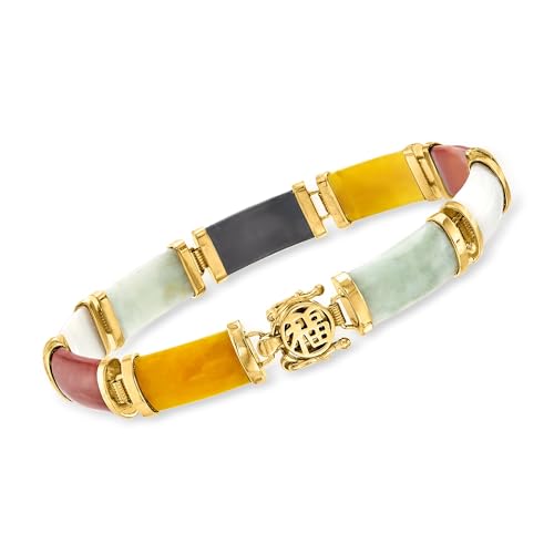 Ross-Simons Good Fortune Jade Bracelet in 18kt Gold Over Sterling