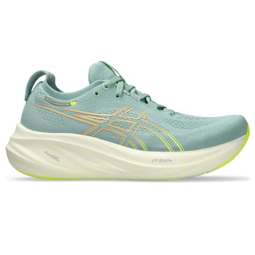 ASICS Women's Gel-Nimbus 26 Running Shoes, 9.5, Light Celadon/Safety Yellow