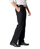 Dockers Men's Straight Fit Signature Lux Cotton Stretch Khaki Pant-Creased, Black, 34W x 32L