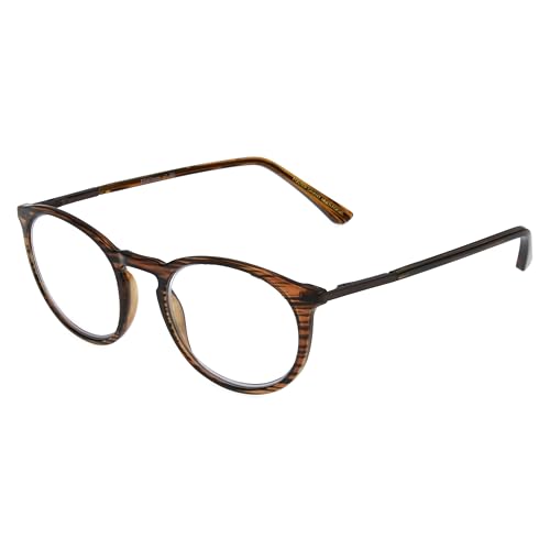 Foster Grant McKay Multifocus Round Reading Glasses, Brown/Transparent, 48 mm + 1.75, 1018255-175.COM