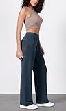 ODODOS Women's Modal Soft Wide Leg Pants Elastic High Waist Casual Lounge Relaxed Pants with Pockets - 29" Inseam, Navy, Small