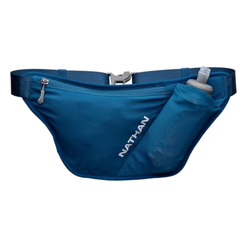 Nathan Hydration Belt for Running - Hydrapak Soft Flask 25 oz Bottle with ExoSpine - Breathable, Adjustable Comfort Fit - Angled Flask Holder - Pinnacle FeatherLite, Ultra-Light, Sailor Blue