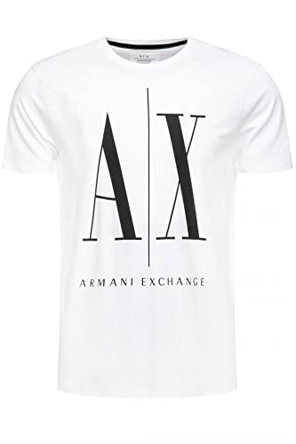 A|X ARMANI EXCHANGE mens Icon Graphic T-shirt T Shirt, White W/Black Print, Large US