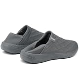 KUBUA Mens Womens Slippers Indoor Lightweight House Shoes Outdoor Breathable Slip on Loafers Dark Grey Size 12 Women/10 Men