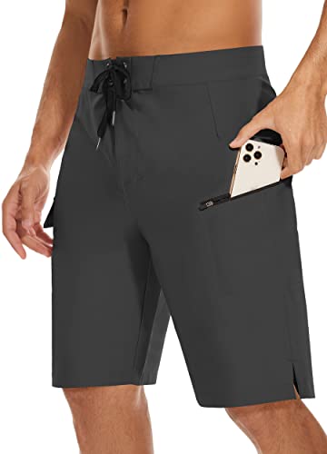 MIVEI 22" Men's Board Shorts Swimwear No Mesh Lining - Long Swim Trunks Surf Shorts Bathing Suit with Zipper Pocket UPF50+