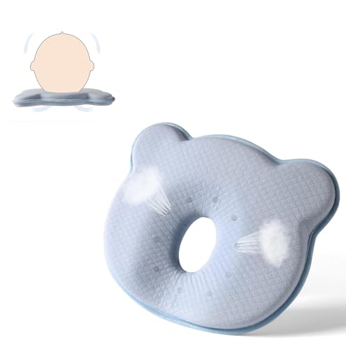 Yevclihds Memory Foam Baby Pillow,Cute Cartoon Bear Soft and Cozy Pillow, Breathable Bedding Set for Infants for Small Boys and Girls Prevent Flat Head