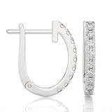 1/5 Carat Diamond Huggie Hoop Earrings for Women in 14k White Gold (F-G, SI2-I1, cttw) with Hinge and Notched Post by Privosa Fine Jewelry