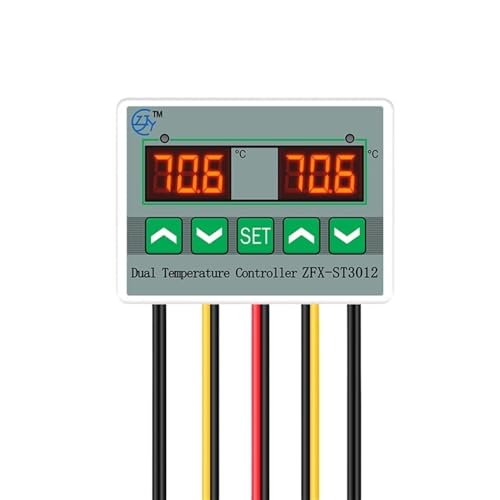 ST3012 ZFX-ST3012 12V/24V/110V-220V LED Digital Display Thermostat Dual Temperature Controller Thermometer Thermo Control(DC 12V)
