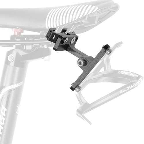 CyclingDeal Bike Bottle Cage Saddle Mount Adapter - MTB Road Bicycle Saddle Rail Mount Water Bottle Holder with Adjustable Angle for Road Use ONLY - Quality Aluminium Alloy - for 1 Bottle Cage