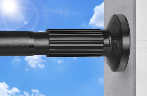 Tension Curtain Rod 51-165In(4.25-13.75Ft), Extra Long Outdoor Curtain Rod No Drilling for Window or Bathroom Patio, Adjustable Spring Shower Rod, Easy to Install Never Rust, Rod Diameter 1.26In-Black