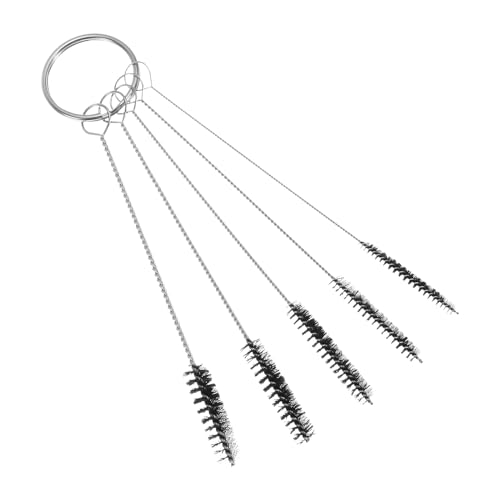 PATIKIL Straw Cleaner Brush, 5pcs 4.3inch Straw Brush Cleaner Short Straw Cleaning Brush Metal 3mm 4mm 5mm 6mm 7mm OD for Air Brush