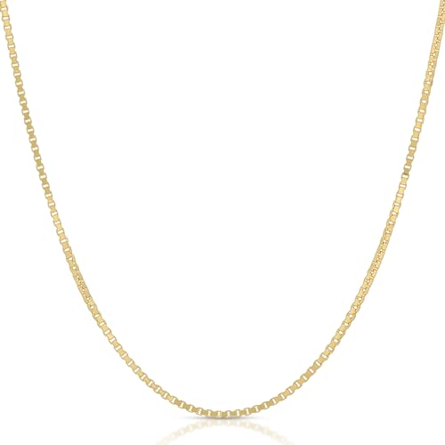 14 K Gold Necklace for Women, Box Chain 0.5MM 14”-24”, 16 inch Gold Chain for Women, 14 Karat Gold Necklace, 18 inch Gold Chain, 14k Solid Gold Chain, Gold Necklace for Women 14k Real Gold (18 Inches (Most Popular))