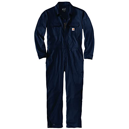 Carhartt mens Rugged Flex Canvas Coveralls, Navy, Small US