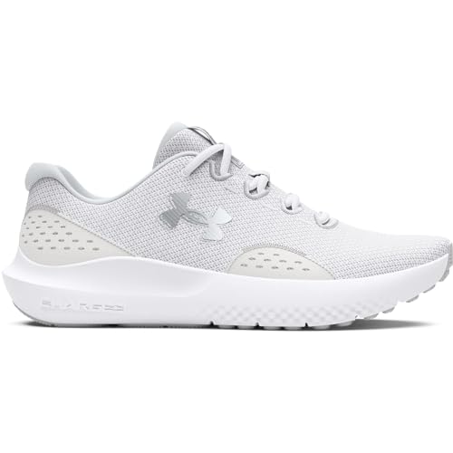 Under Armour Women's Charged Surge 4, (100) White/Distant Gray/Metallic Silver, 9.5, US