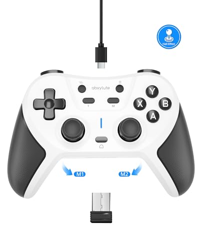 abxylute C5P Wireless Gaming Controller for PC/Switch/iOS/Android/PS3/PS4/Steam/MAC, 2.4 GHz Hall Effect Stick & Trigger - Remappable Back Buttons - Rubberized Grips Console Layout Gamepad Vibration