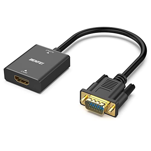 BENFEI HDMI to VGA, Uni-Directional HDMI Computer to VGA Monitor Adapter (Female to Male) with 3.5mm Audio Jack Compatible with TV Stick, Computer, Desktop, Laptop, PC, Monitor, Projector, Roku, Xbox