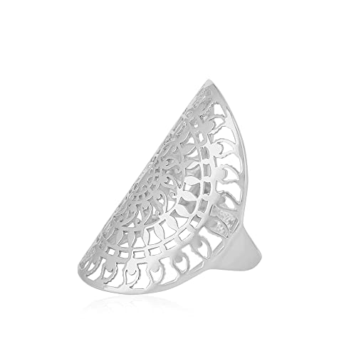 925 Sterling Silver Solar Mandala Boho Statement Ring, Handmade Star Symbol Ethnic Gypsy Hippie Ring for Unisex (9)