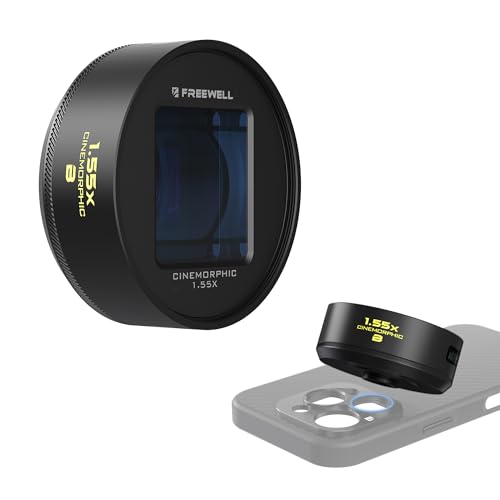 Freewell 1.55x Blue Anamorphic Lens Compatible with 17mm Mount iPhone & Samsung - Cinematic Smartphone Lens with Ultra-Wide View, Sci-Fi Blue Flare, and Enhanced Video Quality