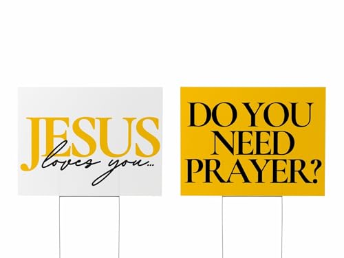 Evangelism Street Ministry Sign Set-JESUS LOVES YOU and DO YOU NEED PRAYER? Sign Set, 24x18 inches, 2 Signs Evangelism Tools, Water proof, Durable material for long term use, Now Double Sided!
