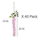 40 Pack Wisteria Flower Vines Garland, 3.75 Feet Artificial Flower Strings, Fake Hanging Flowers, Silk Wisteria Garland Flowers, Wisteria Vine for Wedding, Garden, Wall Decoration (Peach)