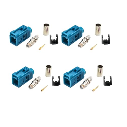 keisnoaja RF Coaxial Cable Connector, 4Pcs Fakra Video Connector Z Female RG58 LMR-195 RG400 RG142 Cable Connector Crimp Solder for Car XM Radio GPS Telematics or Navigation Ships