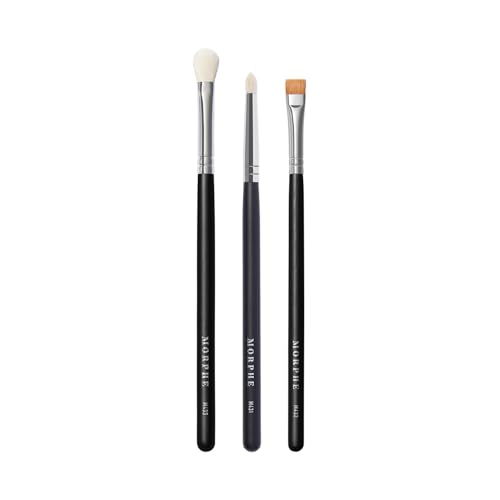 Morphe Definition Eye Makeup Brush Trio - Eyeshadow Brush Set for Blending, Precision and Definition - Includes M431, M432, M433 - For Cream or Powder Eyeshadow and Eyeliner (3 Count)