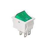 1PCS KCD4 Rocker Switch Black Transparent red and Green LED Light 4 6-pin 2 3-Speed 20A Silver Contact Switch Power Button Switch (Color : Green LED 4P 2Gear-01)