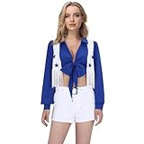 Womens Blue Star Cheerleading Uniform High School Cowboys Cheerleader Costume Sports Team Top Shorts Set Halloween Outfit (X-Large)