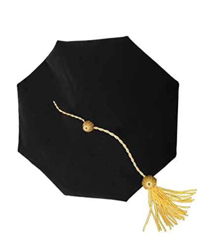 YIIOSS Graduation Tam Doctoral Tam Doctoral Regalia 8 Sided with Gold Bullion Tassel