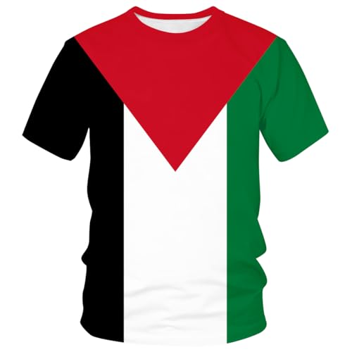 Lurhonp Palestinian Flag Casual Short Sleeve T-Shirt,M