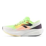 New Balance Men's FuelCell Rebel V4 Running Shoe, White/Bleached Lime Glo/Hot Mango, 9