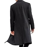 SOMTHRON Men's Casual Trench Coat Slim Fit Notched Collar Long Jacket Overcoat Single Breasted Pea Coat wih Pockets BL-3XL