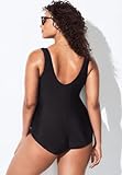 Swimsuits For All Women's Plus Size Sarong Front One Piece Swimsuit - 16, Black