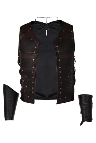 Newcos Mens Hunt Kraven Cosplay Costume 2025 Kraven Costume Jacket Necklace Vest Gauntlet Outfits Halloween Suit Adult Men (Black, X-Large)