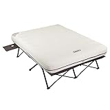 Coleman Queen-Size Airbed Cot Combination, Folding Air Mattress with Steel Frame & Side Table, Battery Pump Included